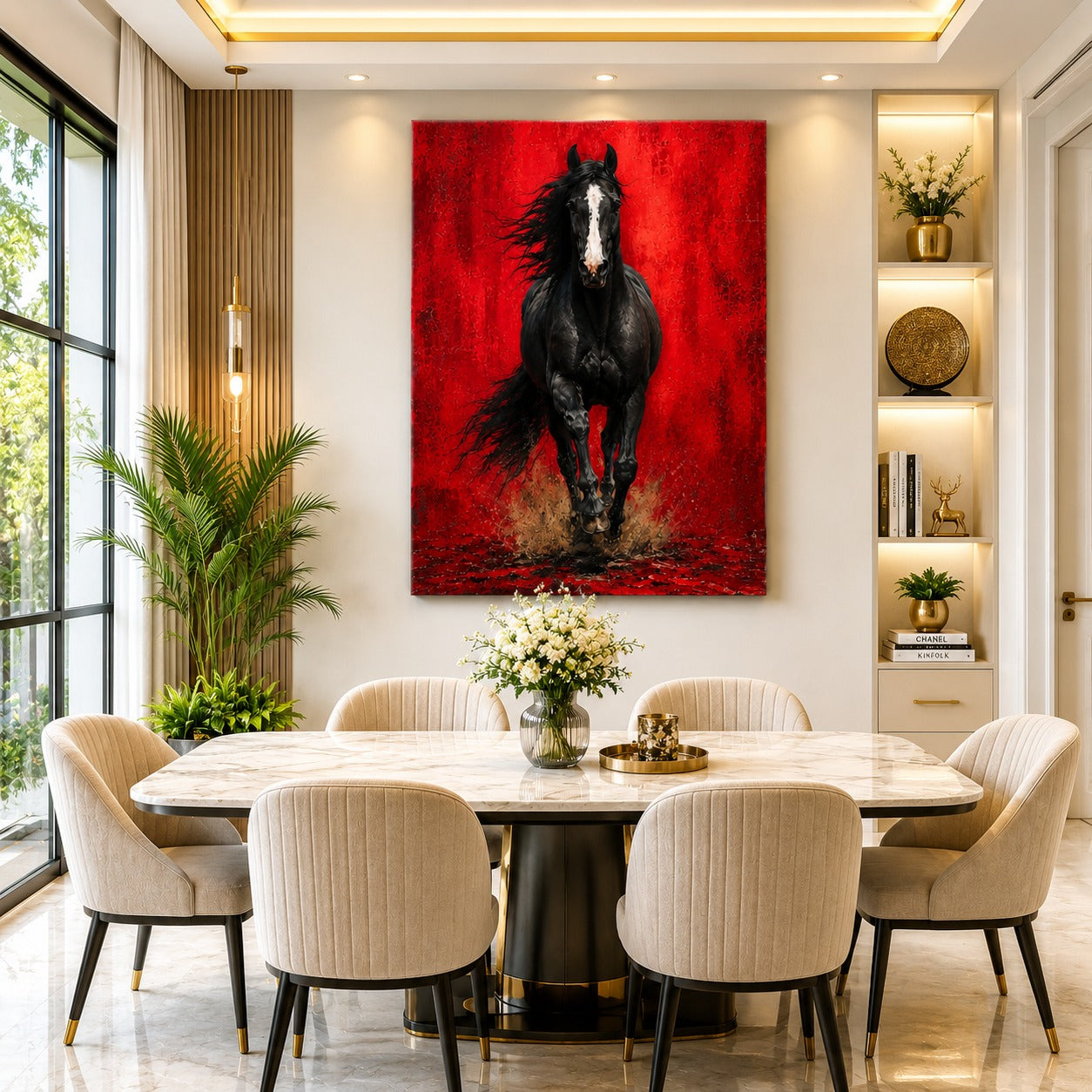 Black Horse Canvas Wall Painting for Living Room | Decor Daddy