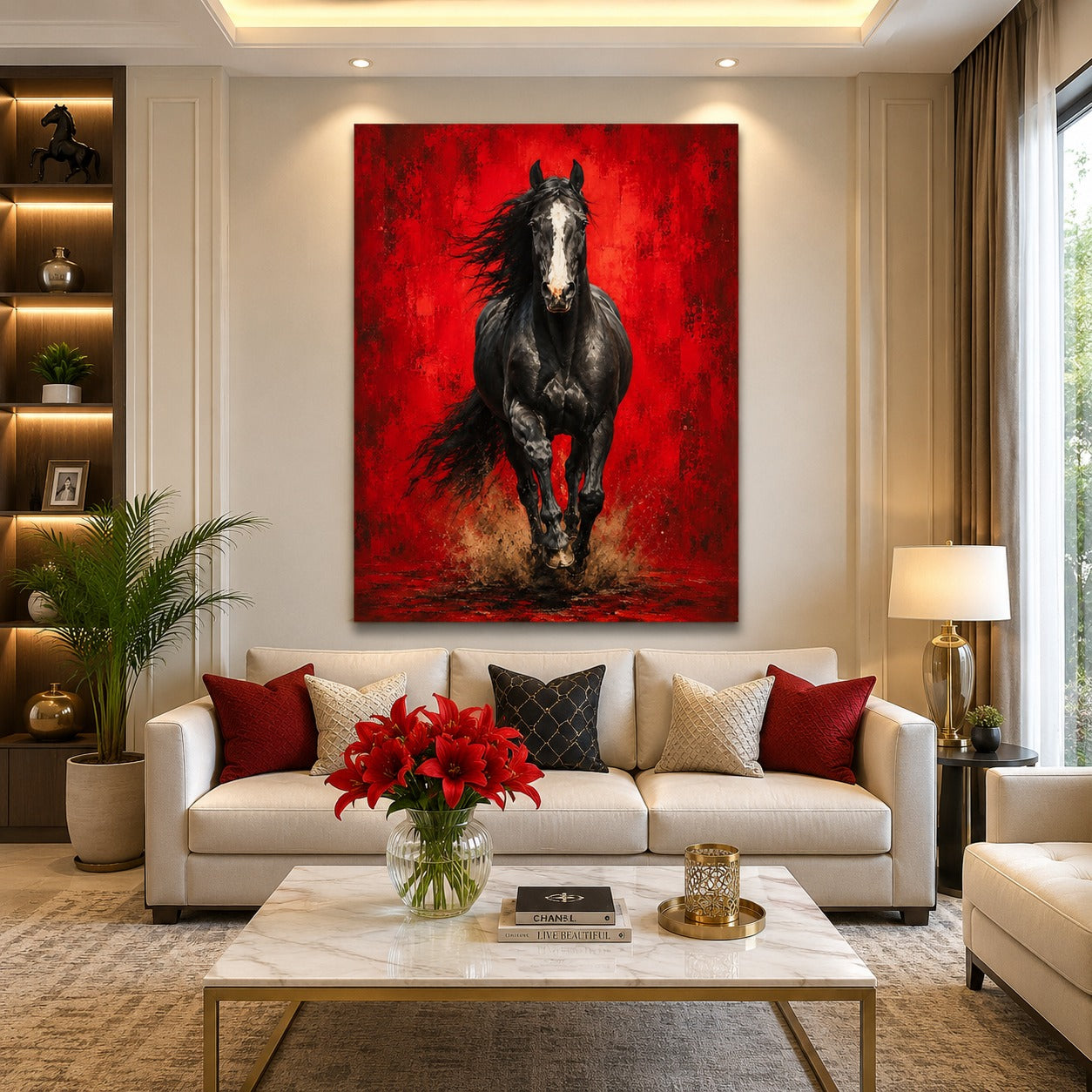 Black Horse Canvas Wall Painting for Living Room | Decor Daddy