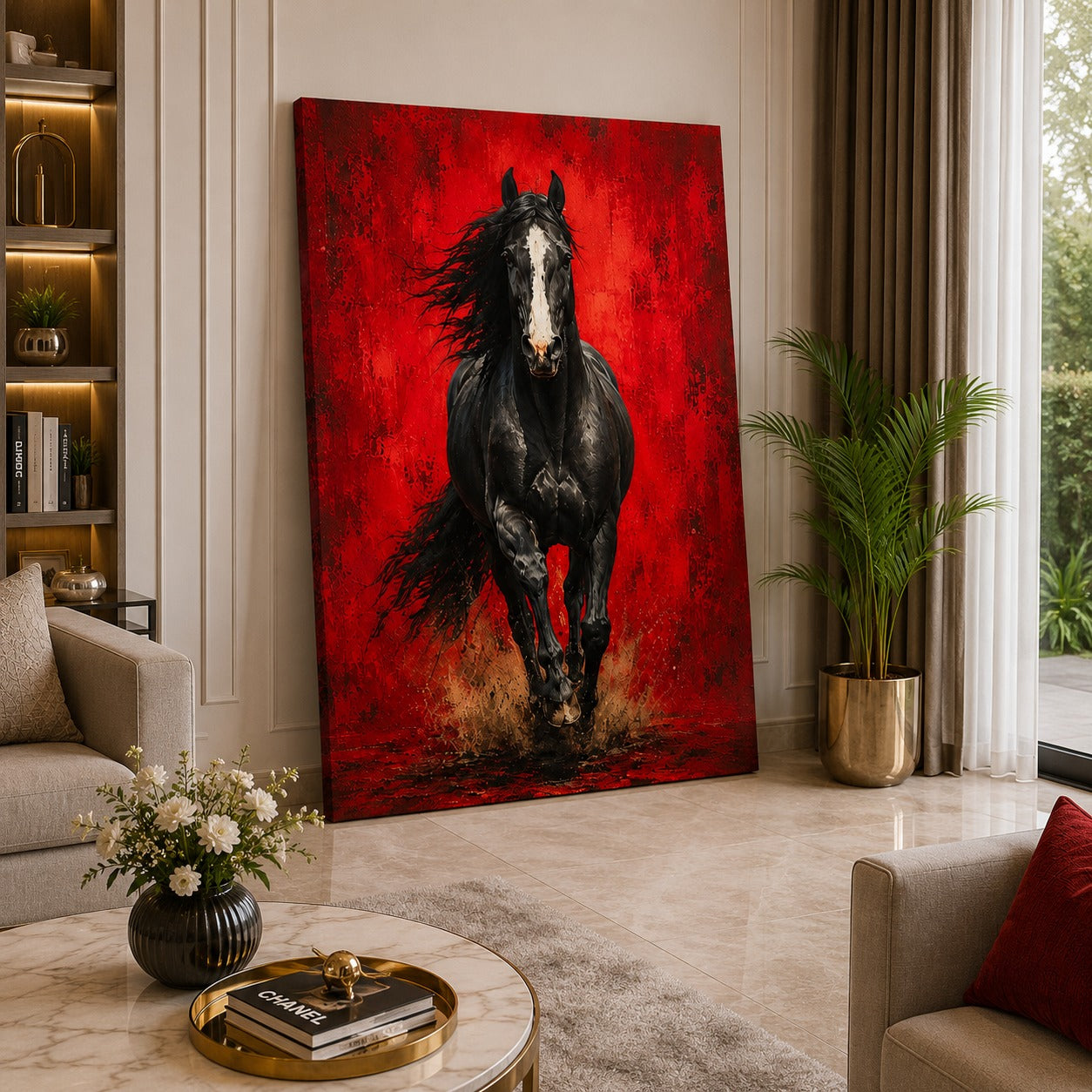 Black Horse Canvas Wall Painting for Living Room | Decor Daddy
