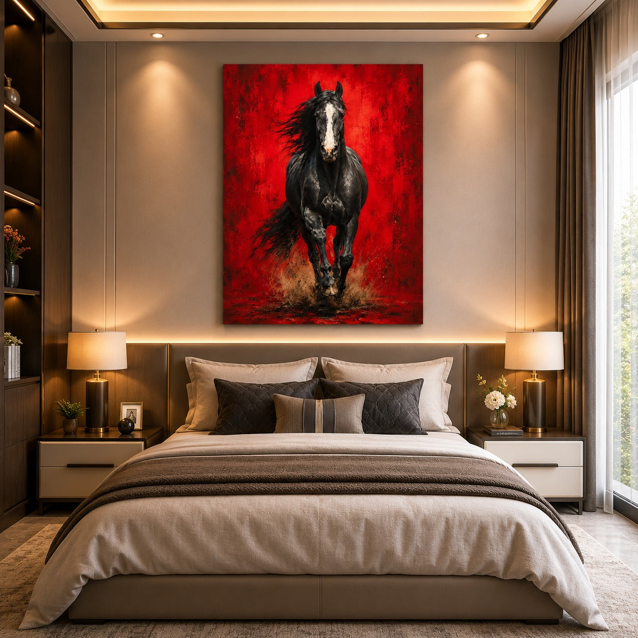 Black Horse Canvas Wall Painting for Living Room | Decor Daddy