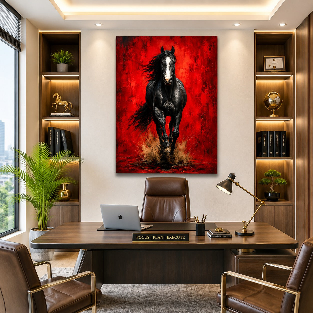 Black Horse Canvas Wall Painting for Living Room | Decor Daddy