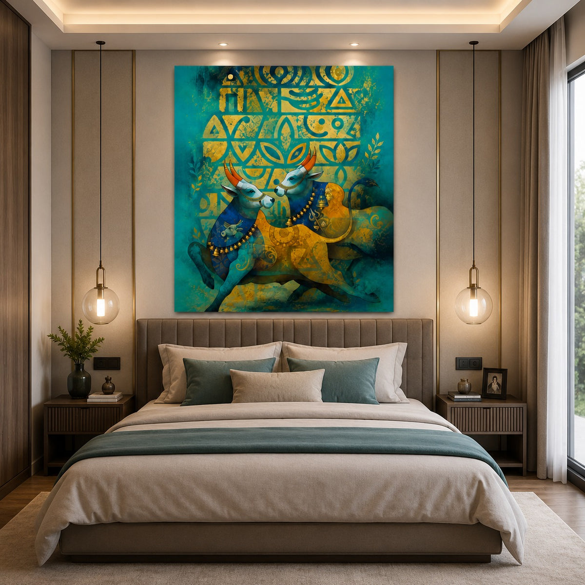 Burning Wisdom, Tranquil Heart Canvas Wall Art Black Frame Painting