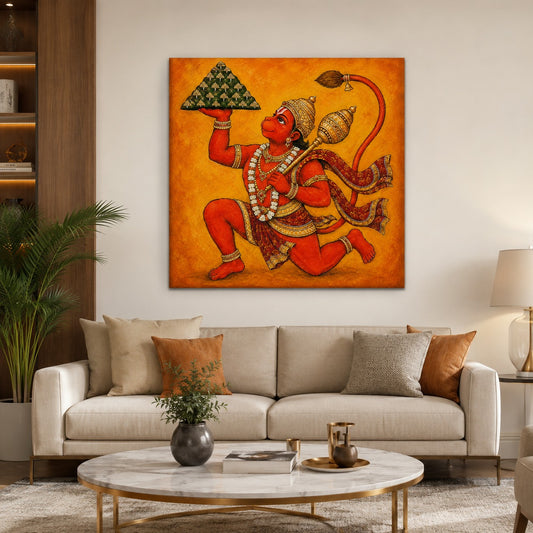 Lord Hanuman Canvas Wall Painting | Premium Hindu Wall Art