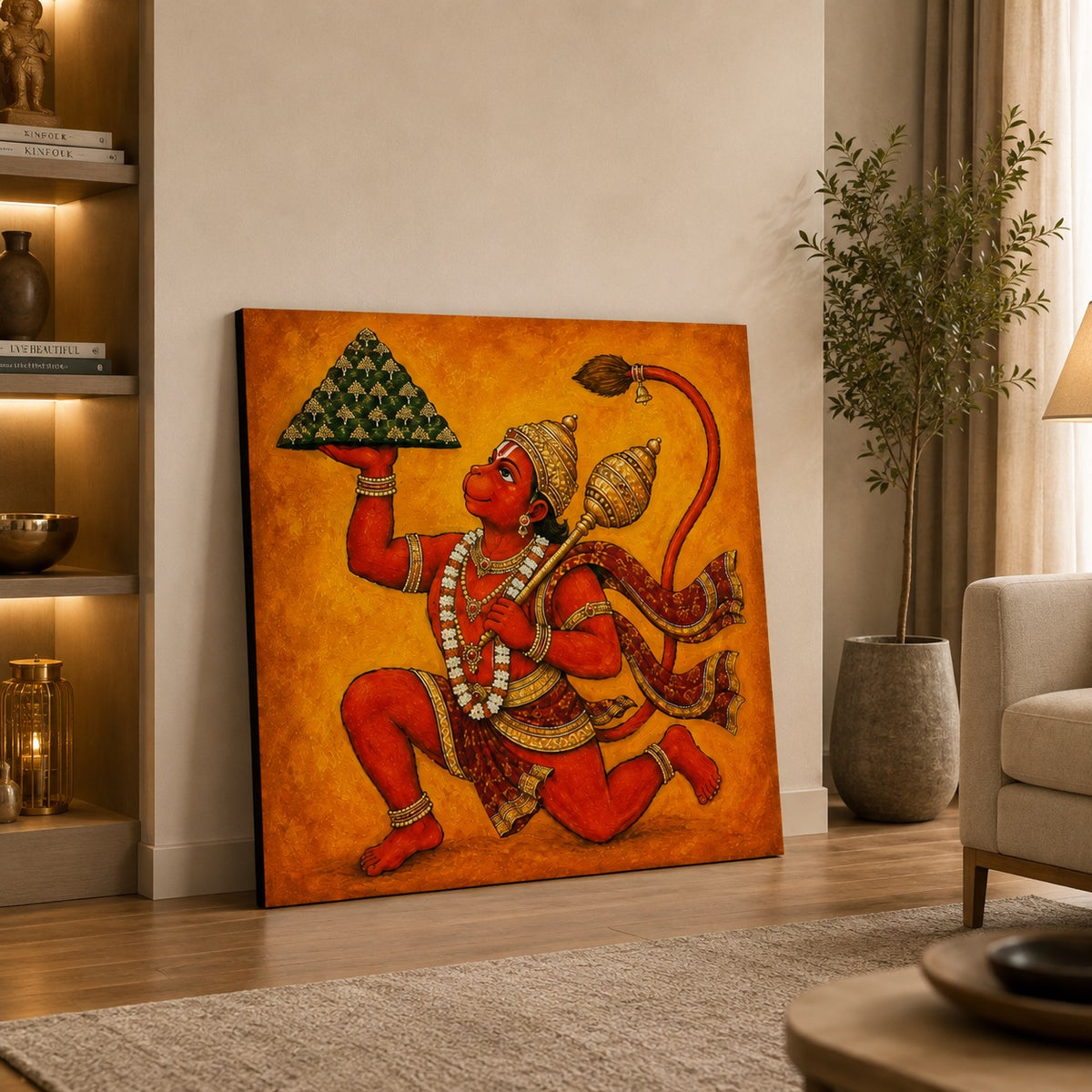 Lord Hanuman Canvas Wall Painting | Premium Hindu Wall Art