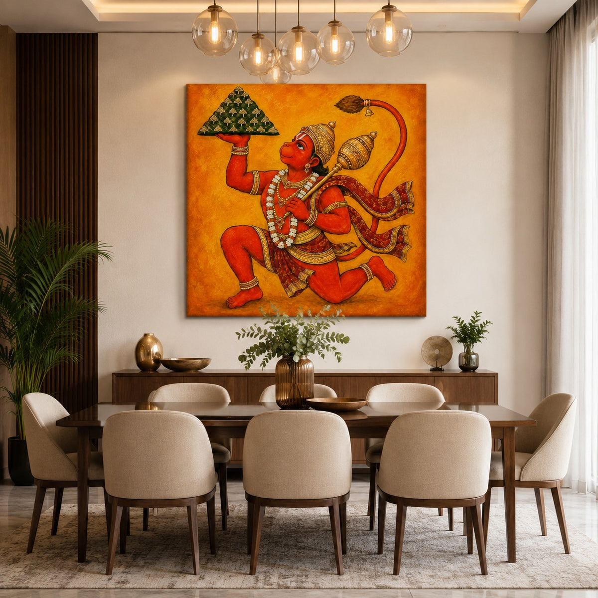 Lord Hanuman Canvas Wall Painting | Premium Hindu Wall Art