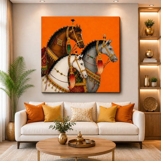 Royal Horse Canvas Wall Painting | Indian Horse Wall Art – Decor Daddy
