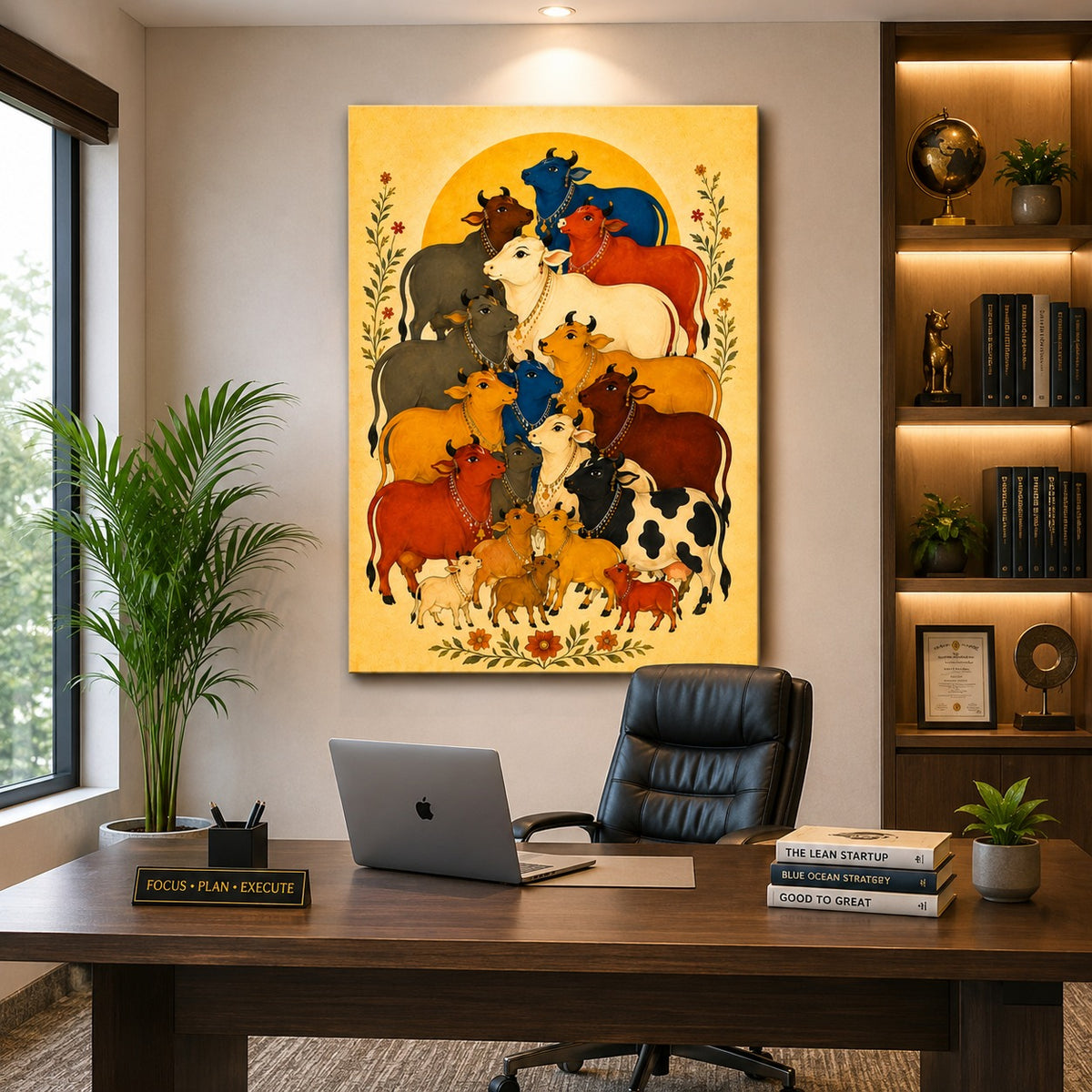 Sacred Cow Canvas Wall Painting | Indian Home Decor – Decor Daddy