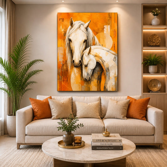 White Horse Canvas Wall Painting | Modern Horse Wall Art – Decor Daddy
