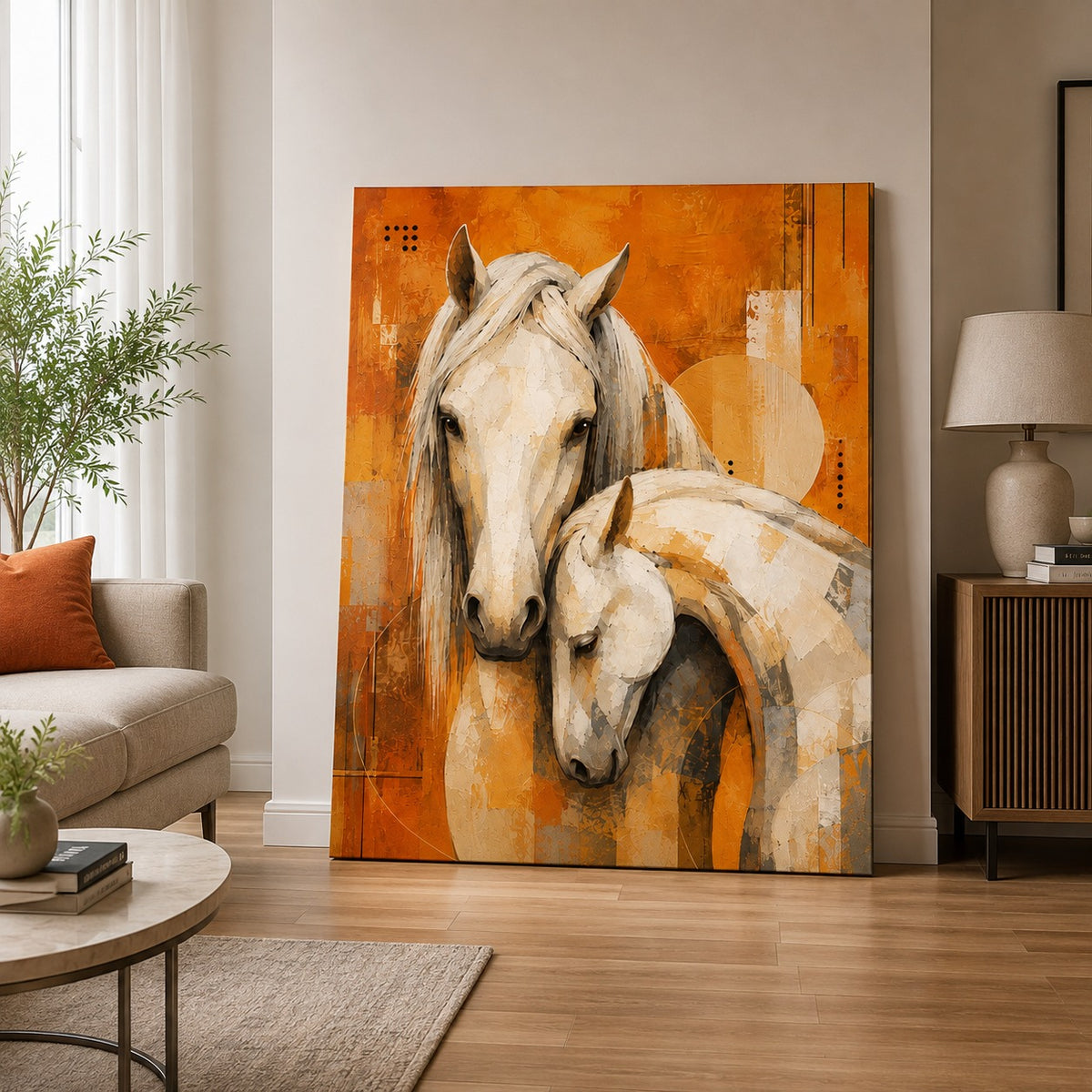White Horse Canvas Wall Painting | Modern Horse Wall Art – Decor Daddy