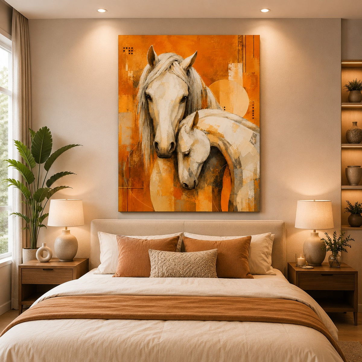 White Horse Canvas Wall Painting | Modern Horse Wall Art – Decor Daddy