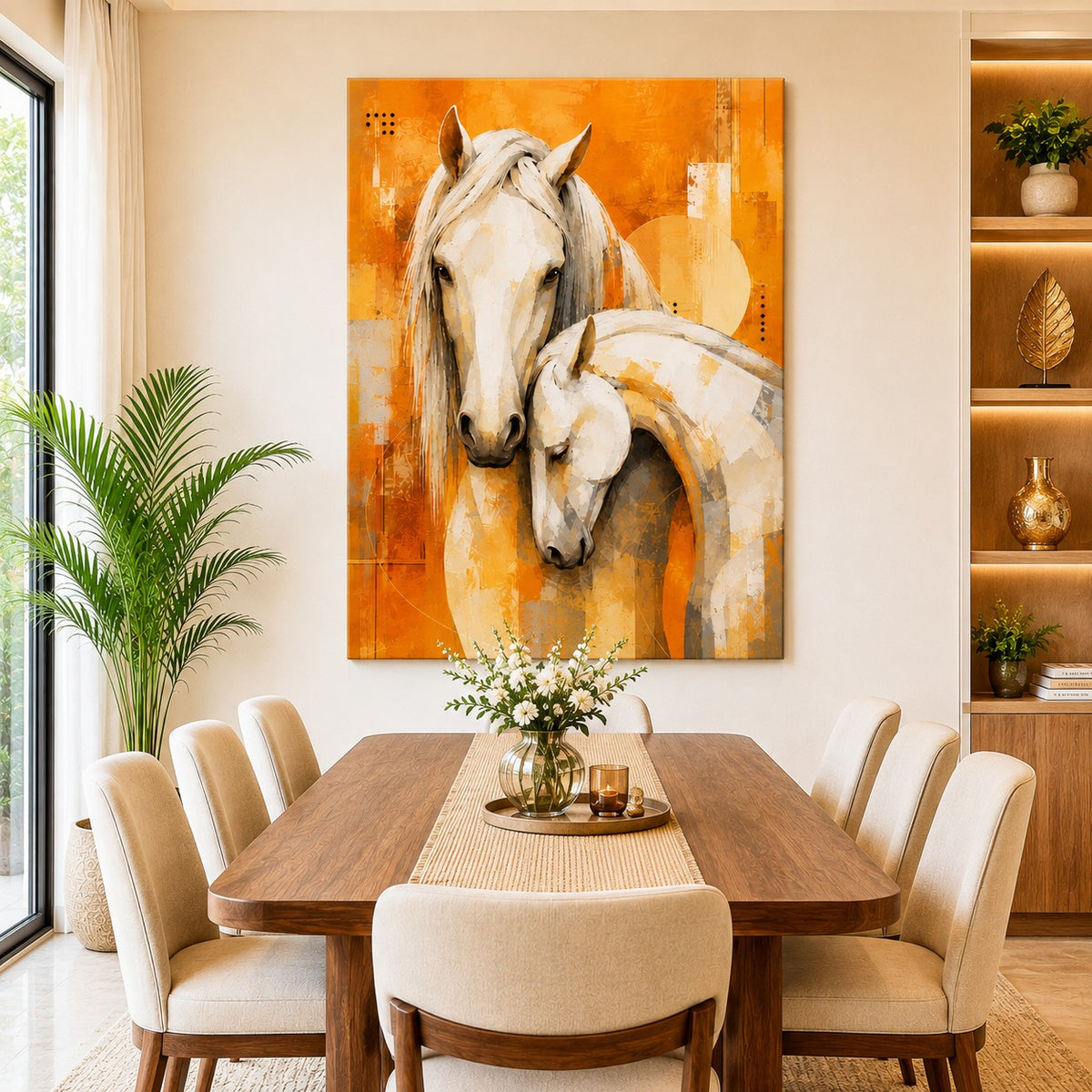 White Horse Canvas Wall Painting | Modern Horse Wall Art – Decor Daddy