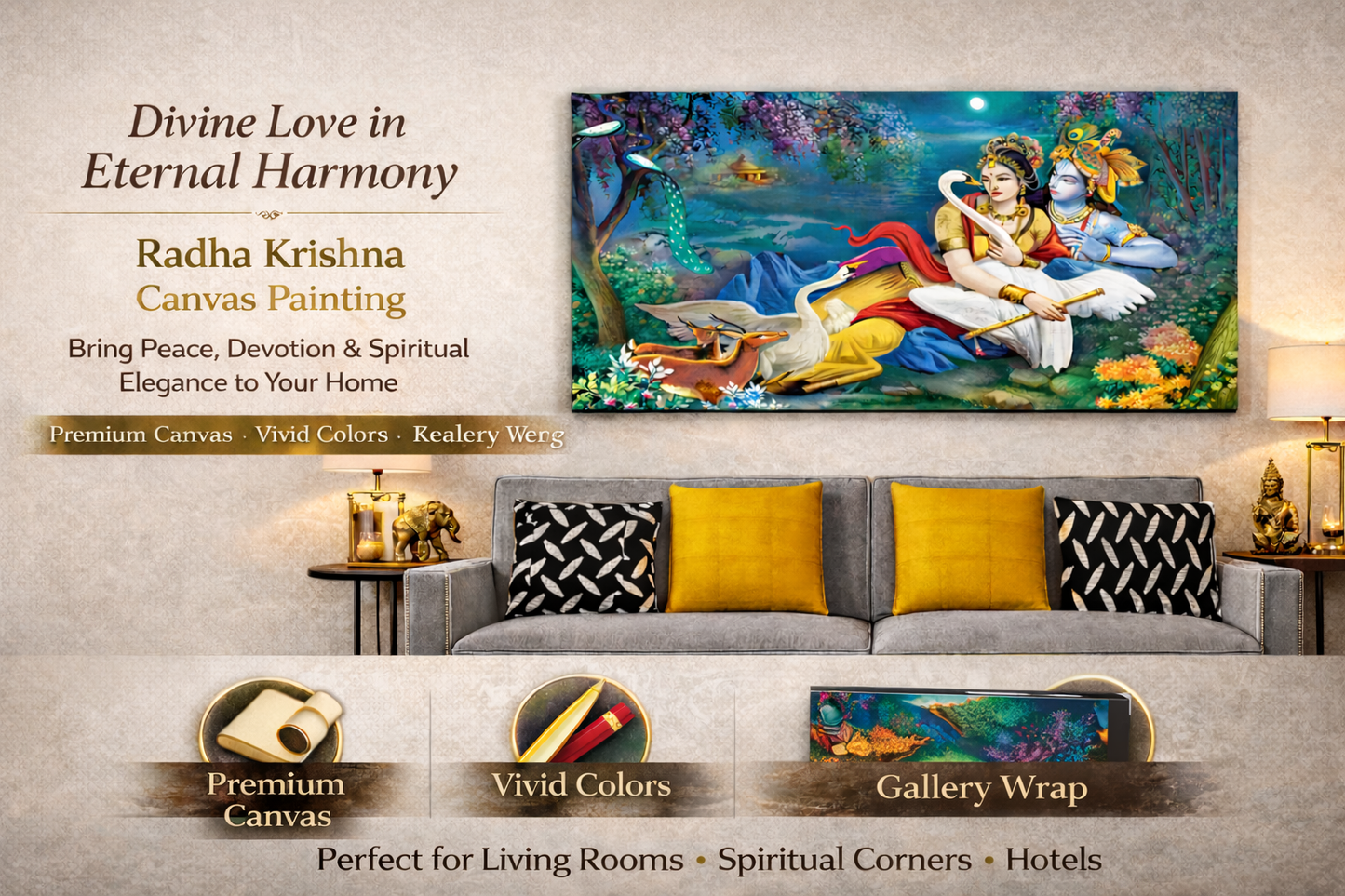 True Love of Krishna and RadhaCanvas wall art painting